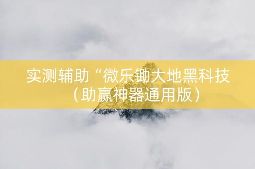 实测辅助“微乐锄大地黑科技（助赢神器通用版）