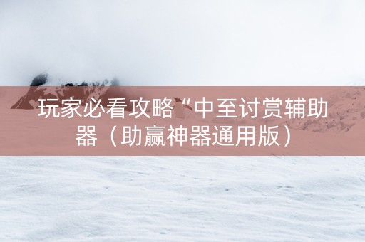 玩家必看攻略“中至讨赏辅助器（助赢神器通用版）