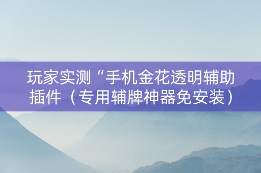 玩家实测“手机金花透明辅助插件（专用辅牌神器免安装）