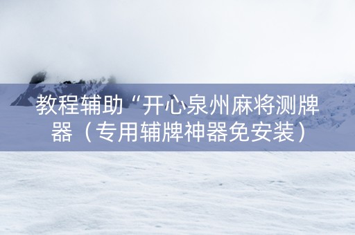教程辅助“开心泉州麻将测牌器（专用辅牌神器免安装）