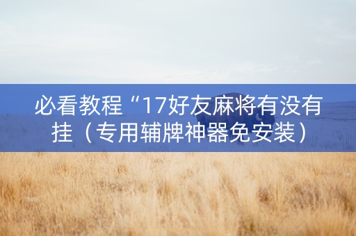 必看教程“17好友麻将有没有挂（专用辅牌神器免安装）