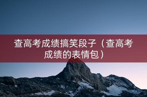 查高考成绩搞笑段子（查高考成绩的表情包）