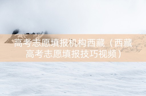 高考志愿填报机构西藏（西藏高考志愿填报技巧视频）