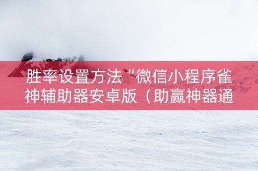 胜率设置方法“微信小程序雀神辅助器安卓版（助赢神器通用版）