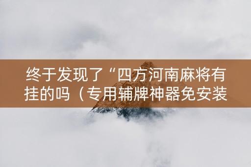 终于发现了“四方河南麻将有挂的吗（专用辅牌神器免安装）