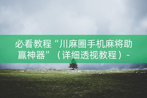 必看教程“川麻圈手机麻将助赢神器”（详细透视教程）-哔哩哔哩