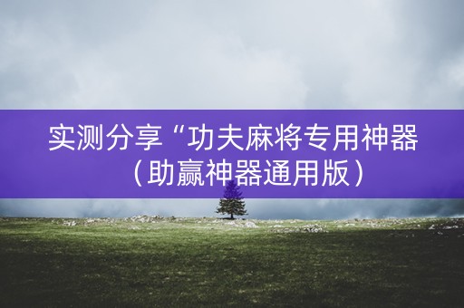 实测分享“功夫麻将专用神器（助赢神器通用版）