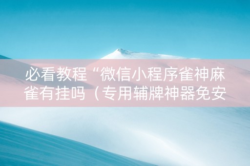 必看教程“微信小程序雀神麻雀有挂吗（专用辅牌神器免安装）