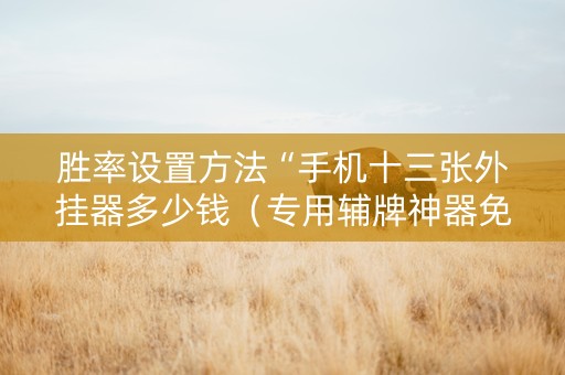 胜率设置方法“手机十三张外挂器多少钱（专用辅牌神器免安装）