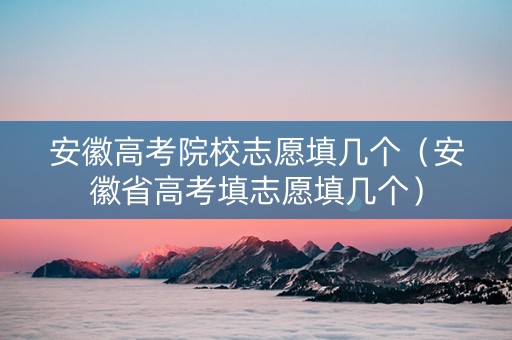 安徽高考院校志愿填几个（安徽省高考填志愿填几个）