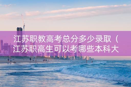 江苏职教高考总分多少录取（江苏职高生可以考哪些本科大学）