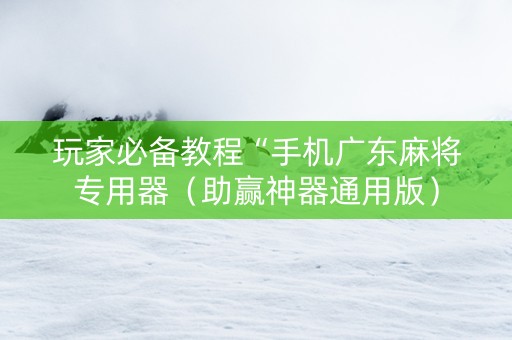 玩家必备教程“手机广东麻将专用器（助赢神器通用版）