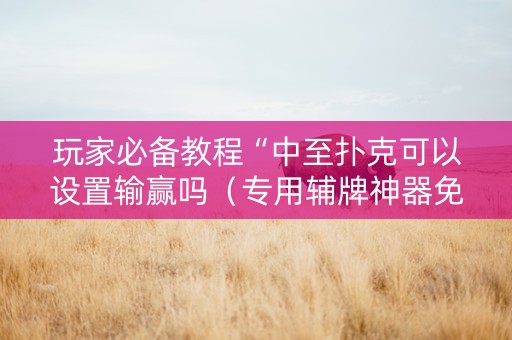 玩家必备教程“中至扑克可以设置输赢吗（专用辅牌神器免安装）