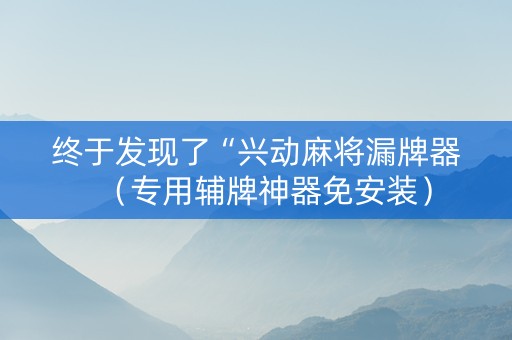 终于发现了“兴动麻将漏牌器（专用辅牌神器免安装）