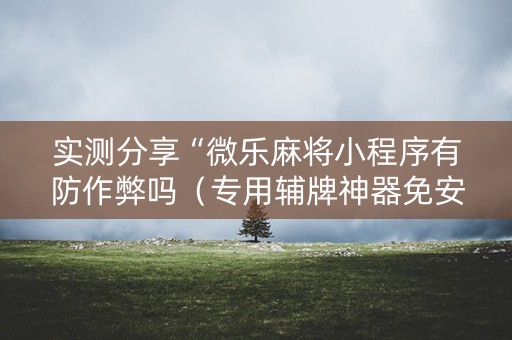 实测分享“微乐麻将小程序有防作弊吗（专用辅牌神器免安装）