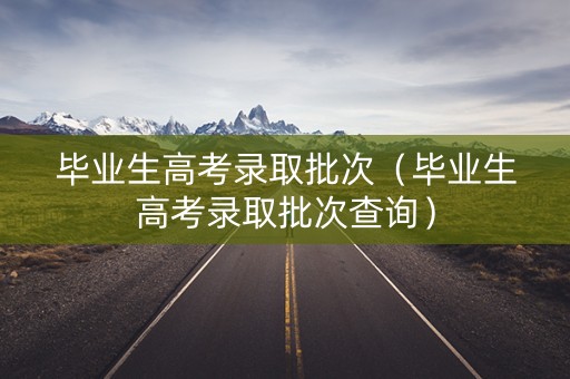 毕业生高考录取批次（毕业生高考录取批次查询）