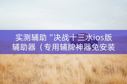 实测辅助“决战十三水ios版辅助器（专用辅牌神器免安装）
