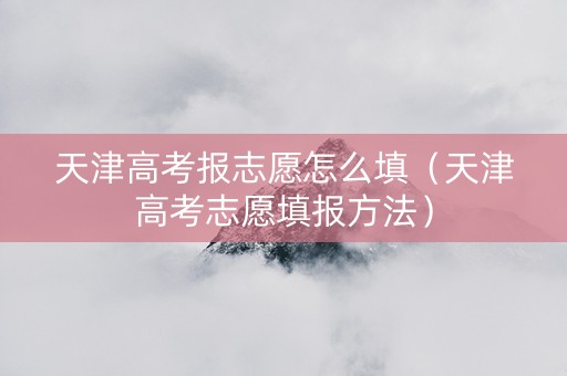 天津高考报志愿怎么填（天津高考志愿填报方法）