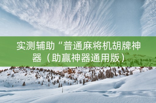 实测辅助“普通麻将机胡牌神器（助赢神器通用版）