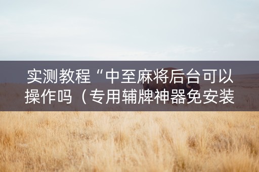 实测教程“中至麻将后台可以操作吗（专用辅牌神器免安装）