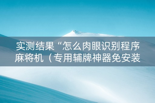 实测结果“怎么肉眼识别程序麻将机（专用辅牌神器免安装）