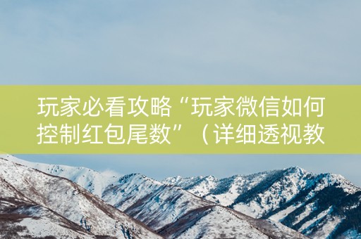 玩家必看攻略“玩家微信如何控制红包尾数”（详细透视教程）-哔哩哔哩