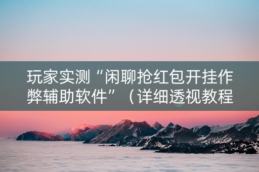 玩家实测“闲聊抢红包开挂作弊辅助软件”（详细透视教程）-哔哩哔哩