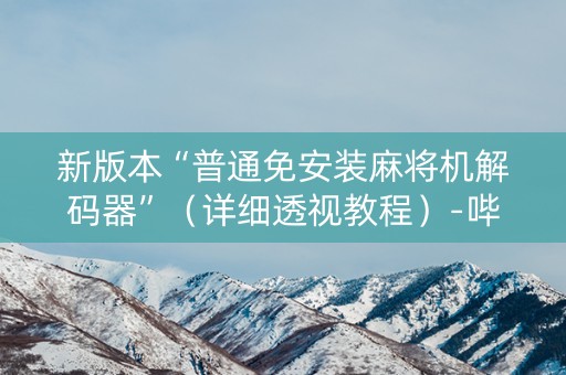 新版本“普通免安装麻将机解码器”（详细透视教程）-哔哩哔哩
