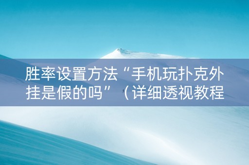 胜率设置方法“手机玩扑克外挂是假的吗”（详细透视教程）-哔哩哔哩