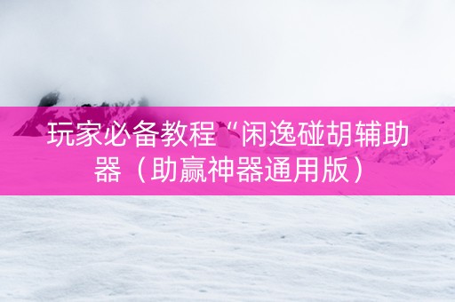 玩家必备教程“闲逸碰胡辅助器（助赢神器通用版）