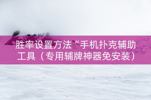 胜率设置方法“手机扑克辅助工具（专用辅牌神器免安装）