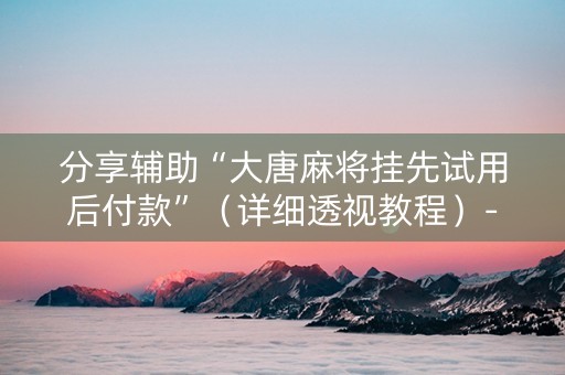 分享辅助“大唐麻将挂先试用后付款”（详细透视教程）-哔哩哔哩