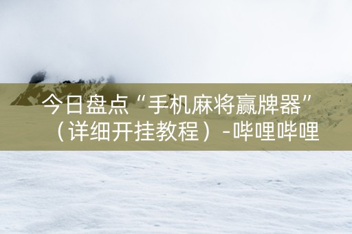今日盘点“手机麻将赢牌器”（详细开挂教程）-哔哩哔哩