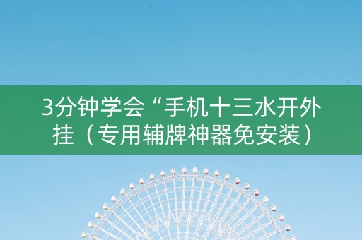 3分钟学会“手机十三水开外挂（专用辅牌神器免安装）