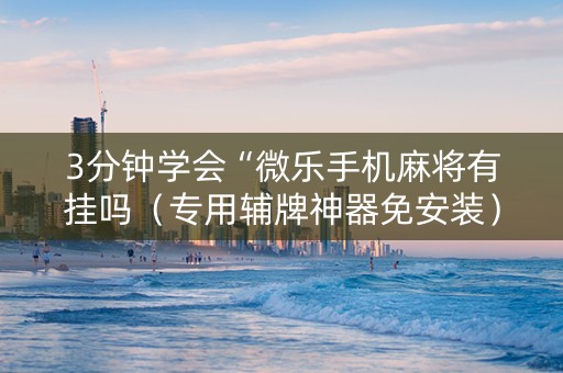 3分钟学会“微乐手机麻将有挂吗（专用辅牌神器免安装）