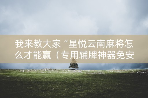 我来教大家“星悦云南麻将怎么才能赢（专用辅牌神器免安装）