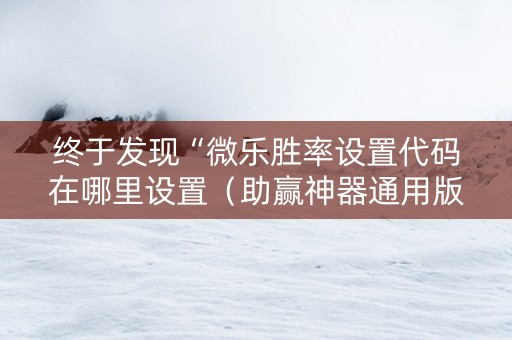 终于发现“微乐胜率设置代码在哪里设置（助赢神器通用版）