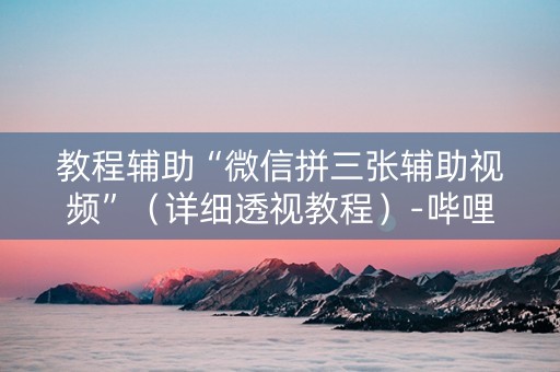 教程辅助“微信拼三张辅助视频”（详细透视教程）-哔哩哔哩