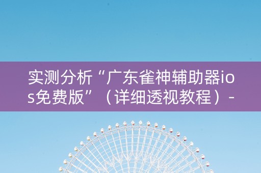 实测分析“广东雀神辅助器ios免费版”（详细透视教程）-哔哩哔哩