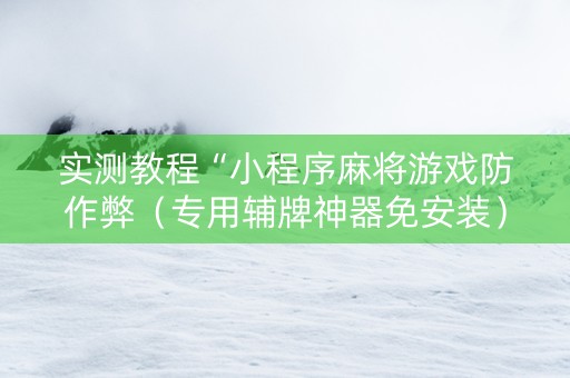 实测教程“小程序麻将游戏防作弊（专用辅牌神器免安装）