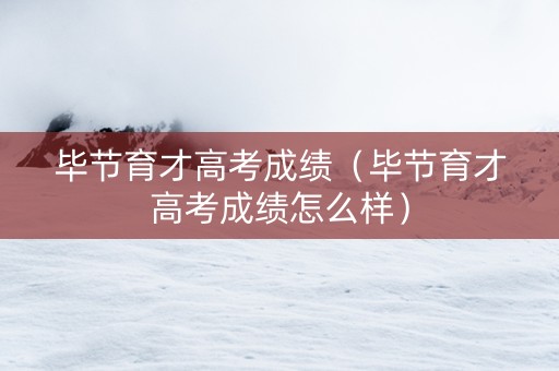 毕节育才高考成绩（毕节育才高考成绩怎么样）