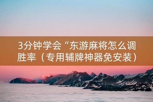 3分钟学会“东游麻将怎么调胜率（专用辅牌神器免安装）