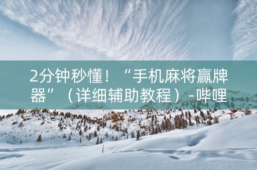 2分钟秒懂！“手机麻将赢牌器”（详细辅助教程）-哔哩哔哩
