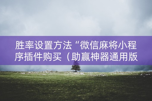 胜率设置方法“微信麻将小程序插件购买（助赢神器通用版）