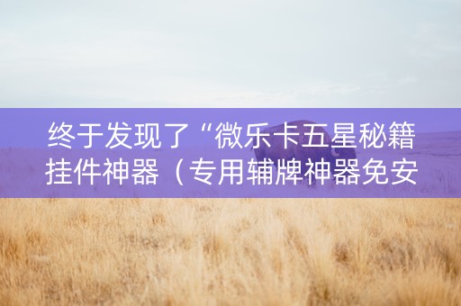 终于发现了“微乐卡五星秘籍挂件神器（专用辅牌神器免安装）
