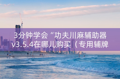 3分钟学会“功夫川麻辅助器v3.5.4在哪儿购买（专用辅牌神器免安装）