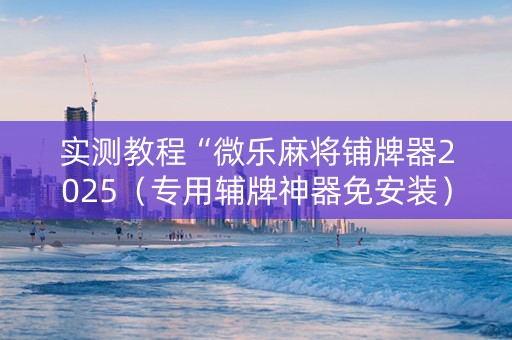 实测教程“微乐麻将铺牌器2025（专用辅牌神器免安装）