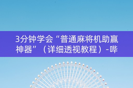 3分钟学会“普通麻将机助赢神器”（详细透视教程）-哔哩哔哩