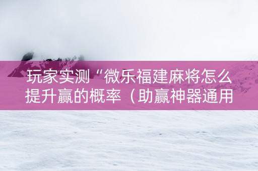 玩家实测“微乐福建麻将怎么提升赢的概率（助赢神器通用版）