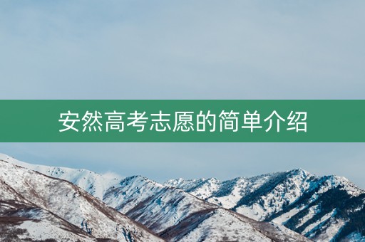 安然高考志愿的简单介绍